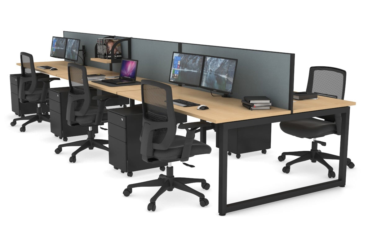 Quadro Loop Legs 6-Person Office Workstation Desk - 1400L x 700W Dimensions - Perfect for Collaborative Workspaces & Team Projects
