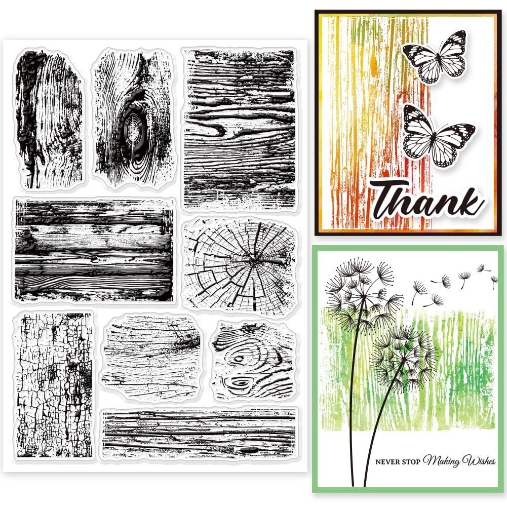 GLOBLELAND Wood Grain Clear Stamps for Card Making - 5.83x8.27 Inch Transparent Stamps for DIY Scrapbooking, Photo Albums & Journals - Perfect for Home Decoration, Craft Projects & Gift Wrapping
