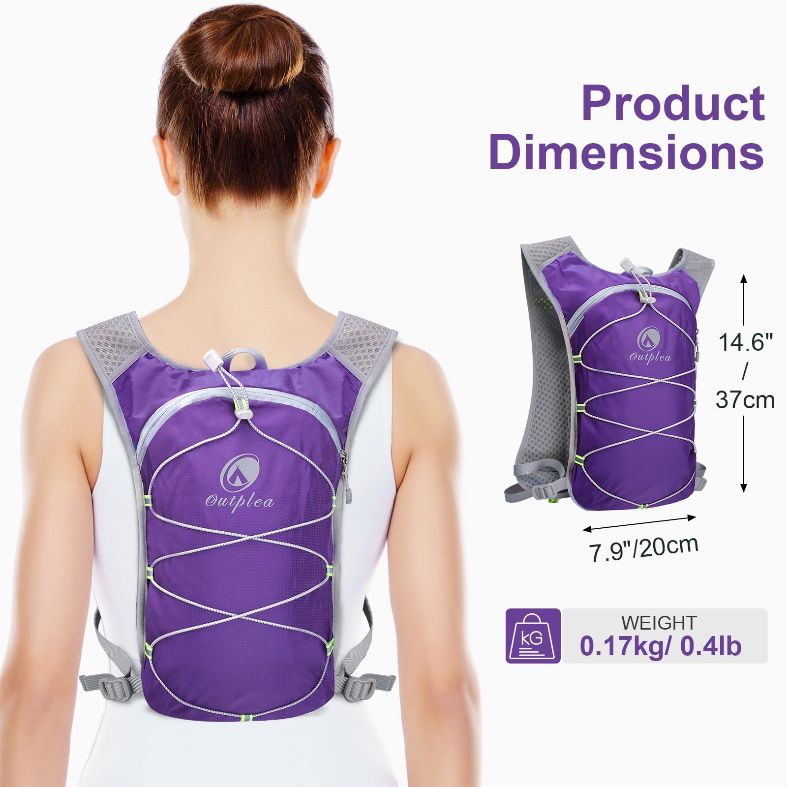 2L Hydration Backpack for Running, Hiking & Camping - Lightweight Hydro Pack with Water Bladder - Perfect for Outdoor Activities, Festivals & Sports (Men & Women)
