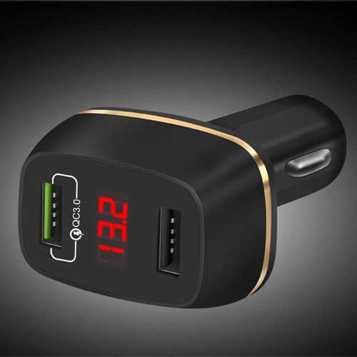 3A Dual Port QC3.0 Fast Car Charger with LED Display - Compatible with iPhone 14/13/12/X/8, Samsung Galaxy S23/S22/S21/S20/S8, Xiaomi 6 - Perfect for Road Trips & Daily Commute (Fast Charging Car Adapter)