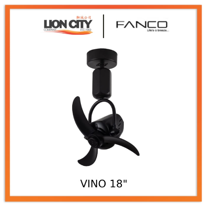 Fanco Vino 18 DC Wall Mounted Corner Fan with Remote Control - Quiet Energy Efficient Cooling for Bedroom, Living Room & Office Spaces