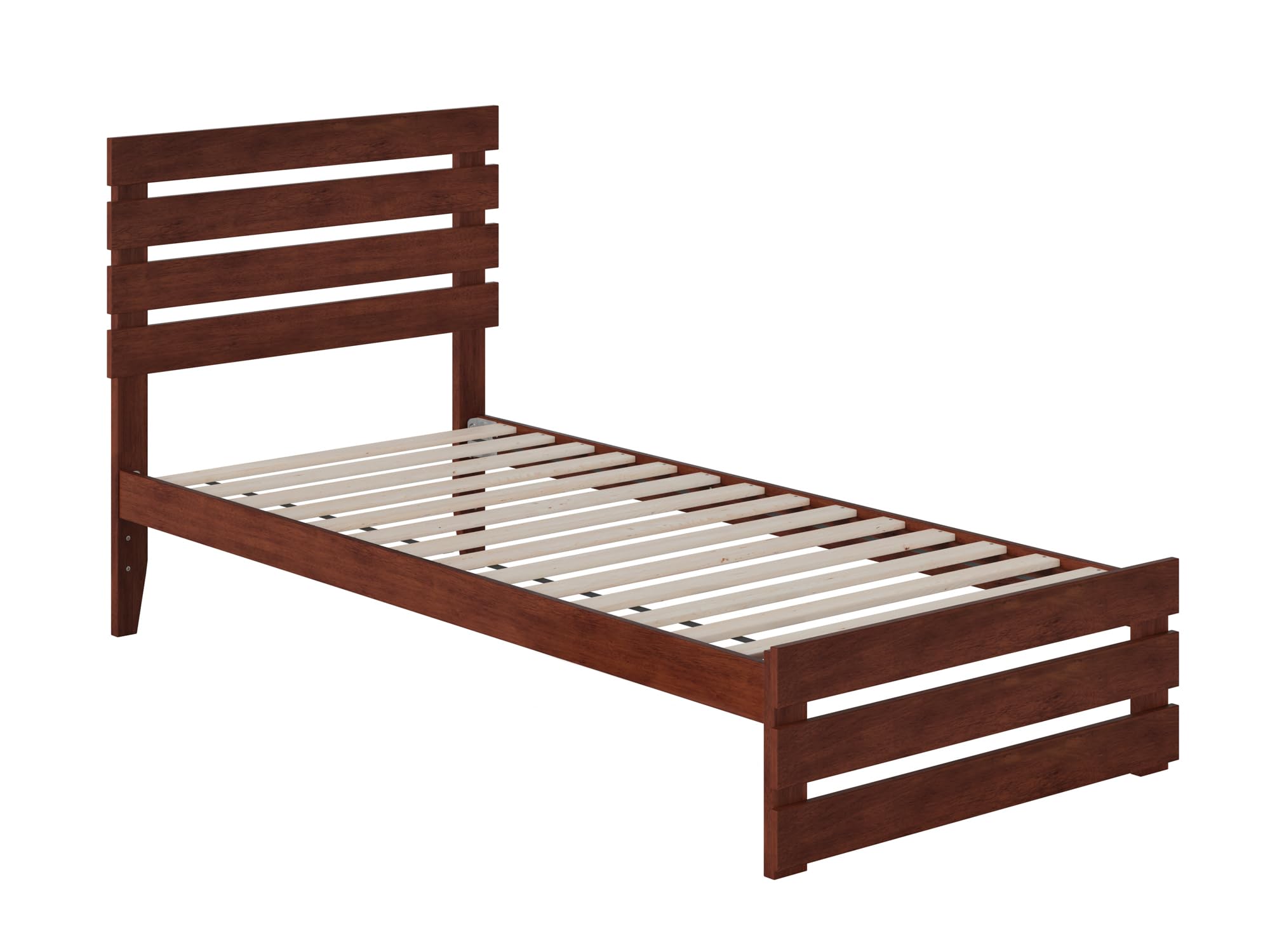 AFI Oxford Twin Extra Long Bed Frame with Footboard & USB Turbo Charger - Walnut Finish for Kids, Teens & Guest Rooms | Durable & Stylish Bedroom Furniture