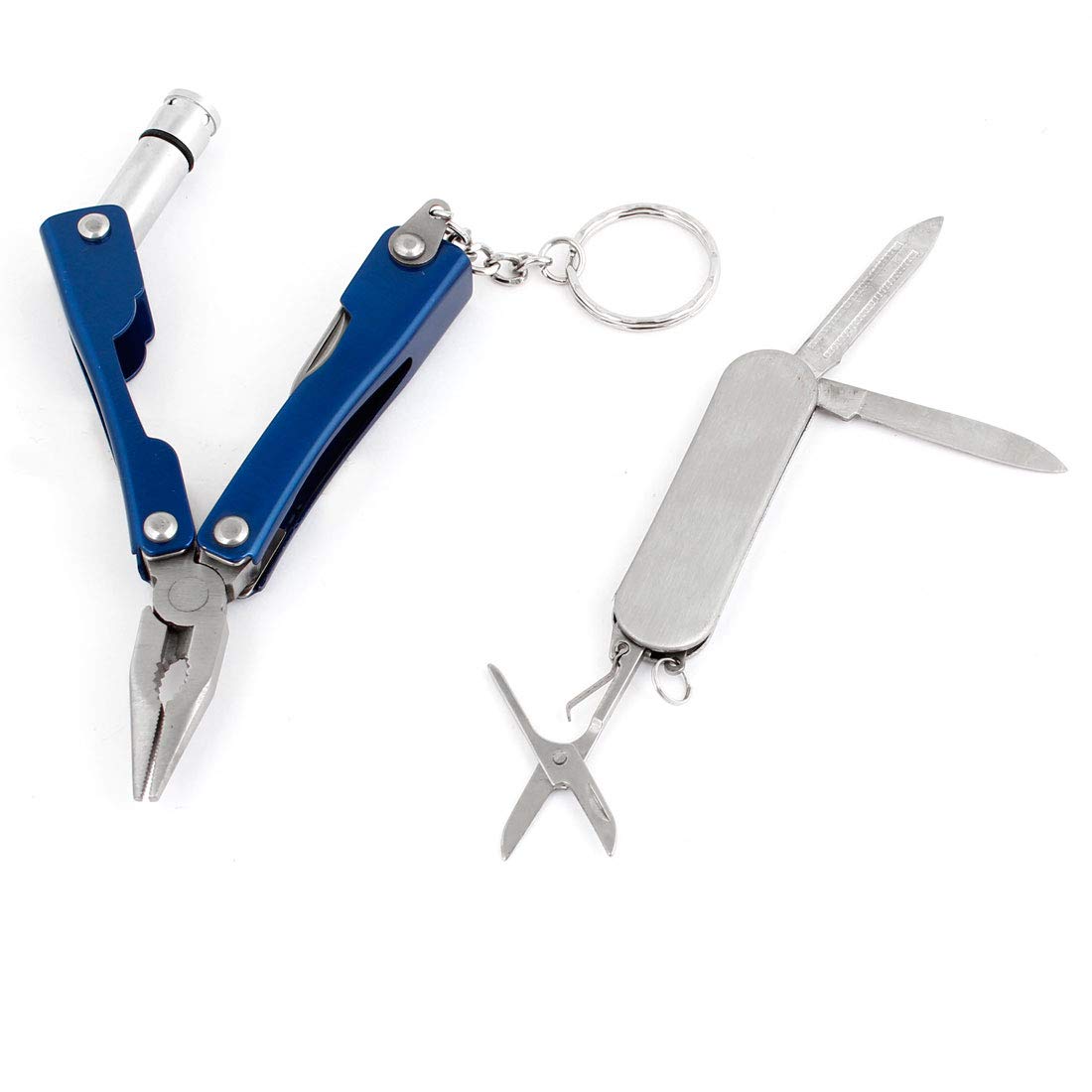 IIVVERR Multi-Function Stainless Steel Key Ring Pliers with LED Light - Compact Outdoor Travel Tool for Camping, Hiking & Emergency Repair