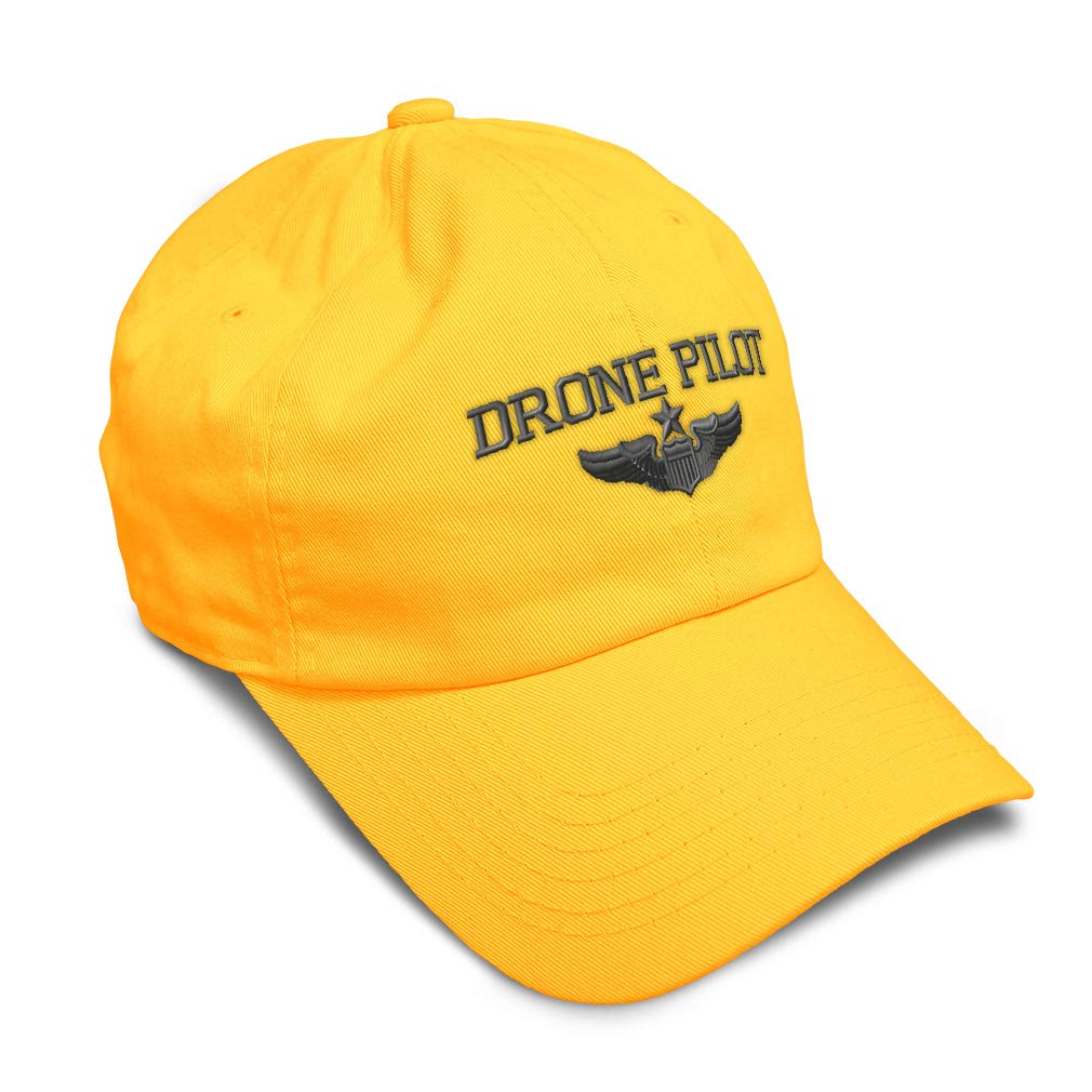 Soft Baseball Cap for Drone Pilots - Gray Cotton Hat with Embroidery Insignias | UFO & Veteran Design for Men & Women | Perfect for Outdoor Activities, Flying Drones & Casual Wear