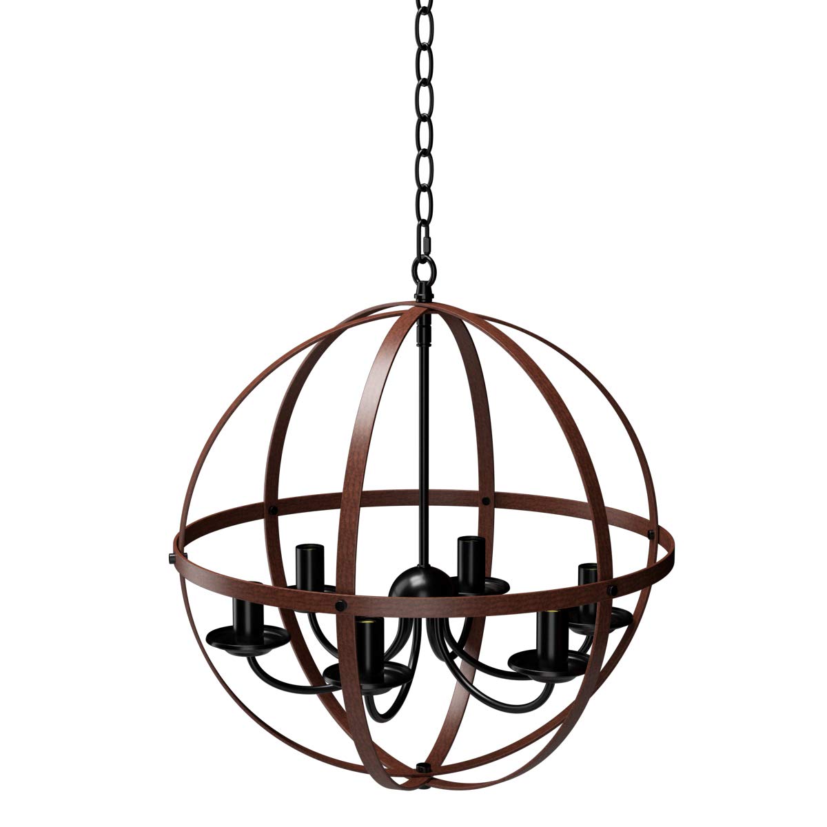 Tangkula 6-Light Industrial Chandelier - Bronze Metal Spherical Pendant Ceiling Light with Adjustable Chain for Dining Room, Kitchen, Living Room | Modern Farmhouse & Loft Style Lighting Fixture