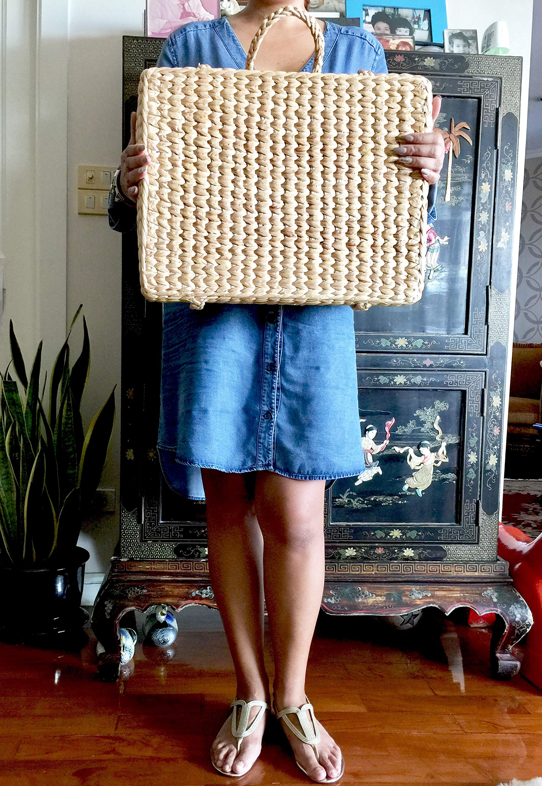 Extra Large Straw Tote Bag for Picnic, Beach & Market - Natural Woven Straw Basket Bag for Women, Summer Carryall with Wide Opening | Perfect for Groceries, Shopping & Outdoor Activities