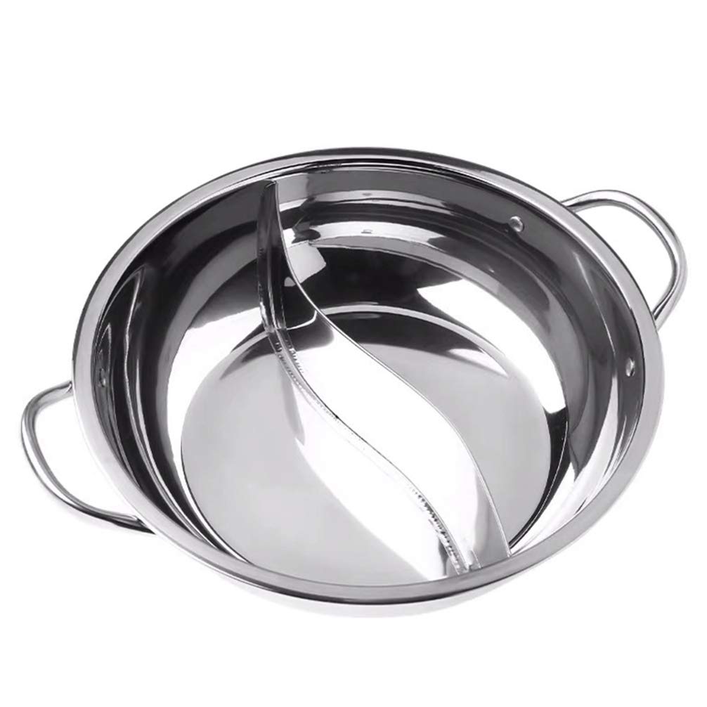 Stainless Steel Shabu Shabu Pot with Divider - 1pc Cabilock Hot Pot for Gas & Induction Stoves - Perfect for Home Cooking, Asian Cuisine & Family Gatherings