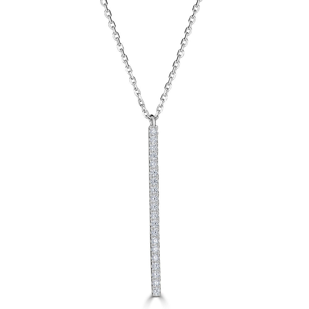 14K Gold 0.10 CTW Diamond Vertical Bar Necklace for Women - Elegant Minimalist Pendant Jewelry Gift for Anniversary, Birthday & Special Occasions