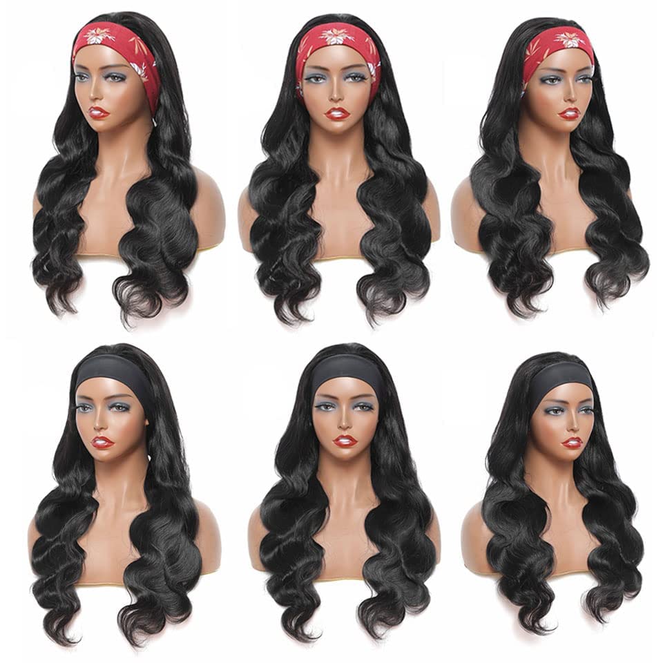 Glueless Headband Wigs for Black Women - 100% Brazilian Virgin Human Hair, Body Wave, 150% Density Machine Made Headband Wig | Perfect for Daily Wear, Parties & Protective Styling