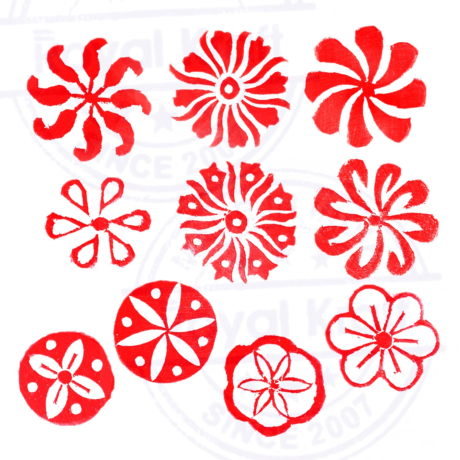 Artistic Fabric Wood Stamps - 10-Piece Round Printing Blocks for DIY Crafts & Scrapbooking