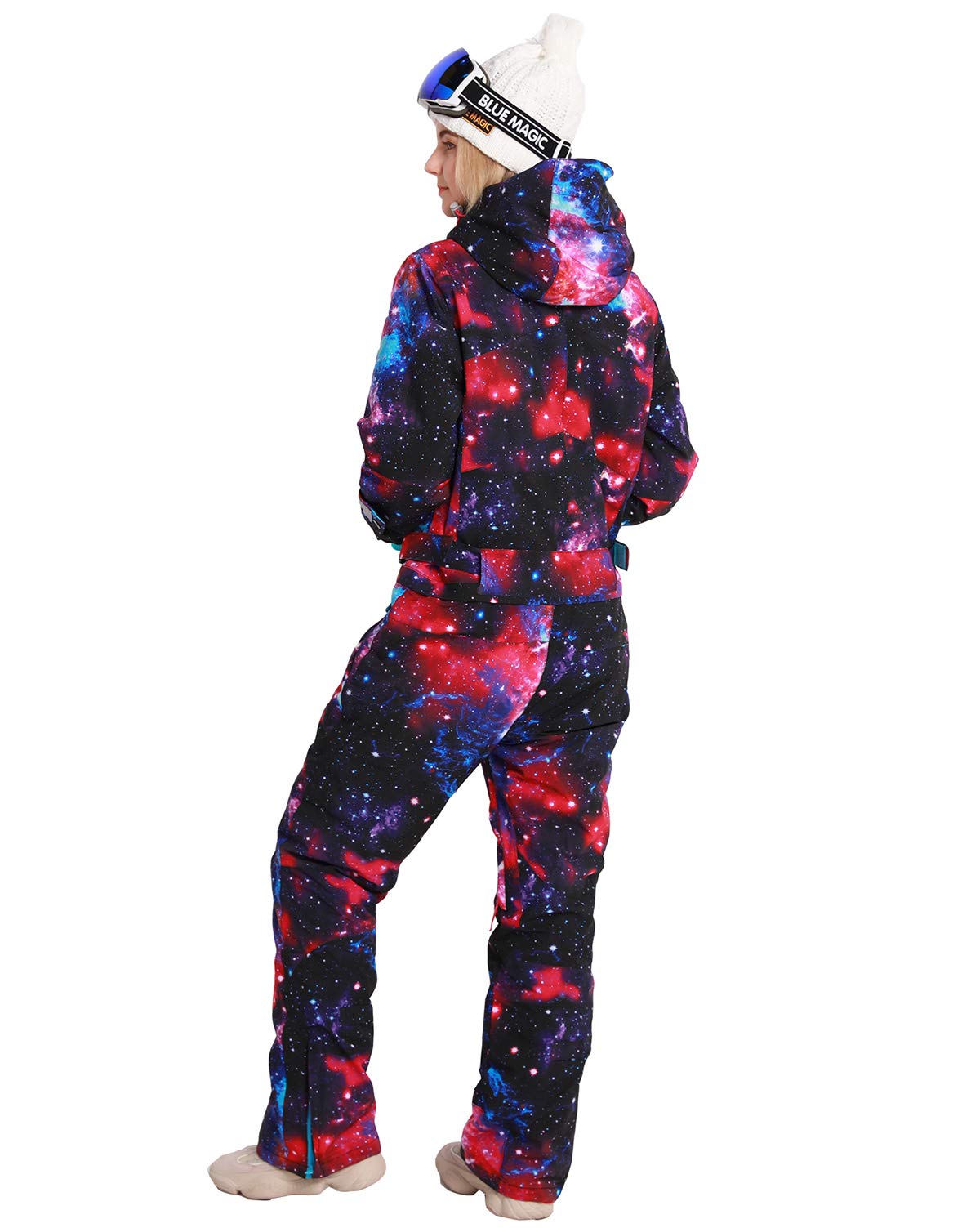 Bluemagic Women's Snowsuit One-Piece Ski Suit - Waterproof Winter Jumpsuit for Snowboarding, Skiing & Outdoor Activities - Colorful Insulated Coverall Snowboard Jacket