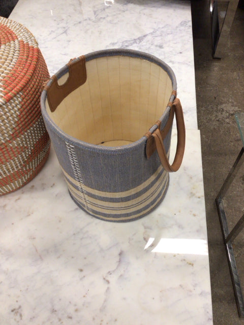 Blue & Cream Woven Storage Basket - Handmade Cotton Rope Basket for Home Organization, Laundry, Toys, and Decor | Perfect for Nursery, Bathroom, and Living Room Storage