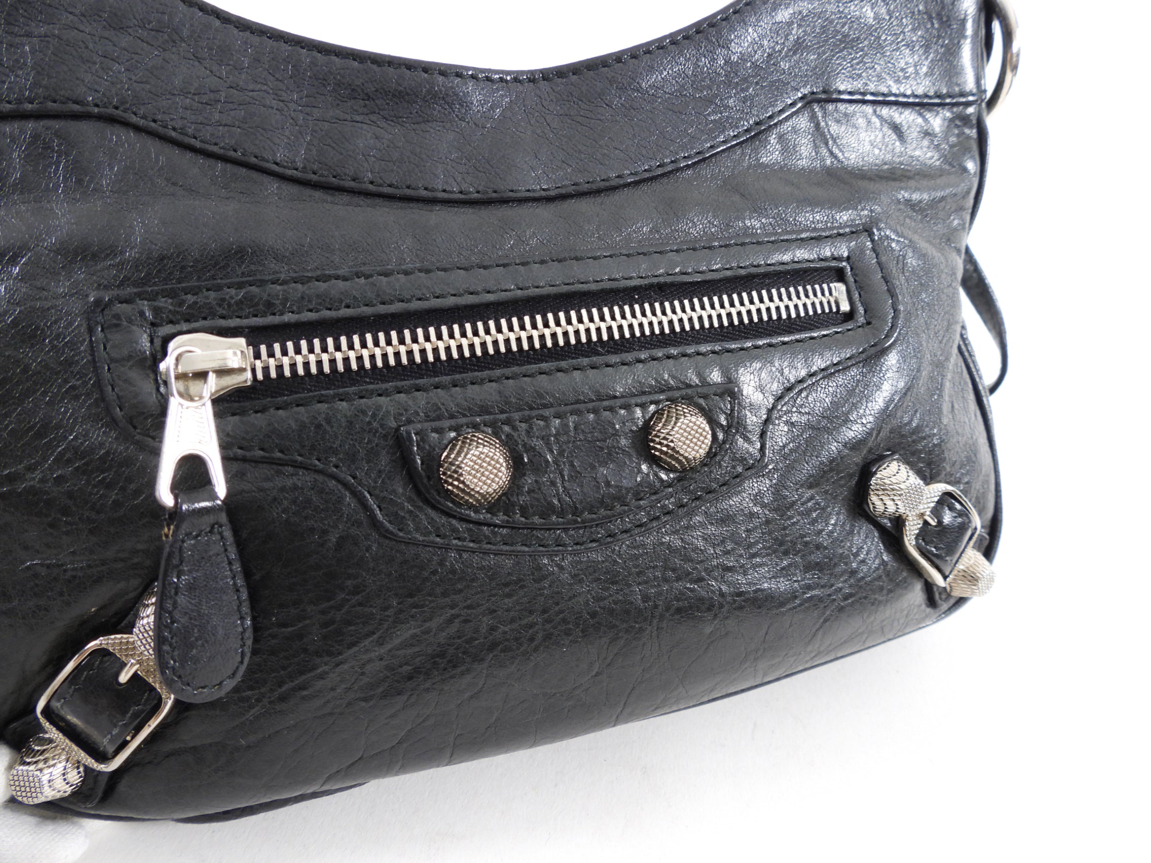 Balenciaga Black Leather Giant 12 Stud Hip Crossbody Bag for Women | Luxury Designer Handbag for Parties, Dating & Night Out