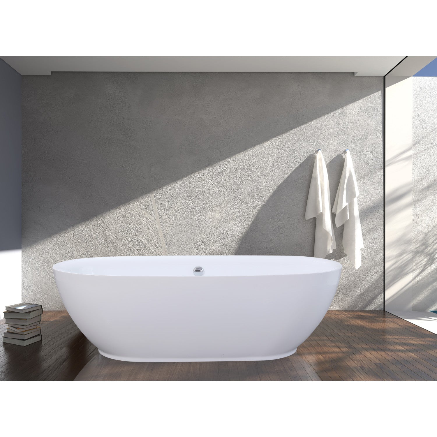 Aqua Eden 71 Inch Freestanding Acrylic Oval Bathtub - Double Ended Soaking Tub with Drain, Glossy White Finish | Perfect for Luxury Bathrooms & Spa Retreats