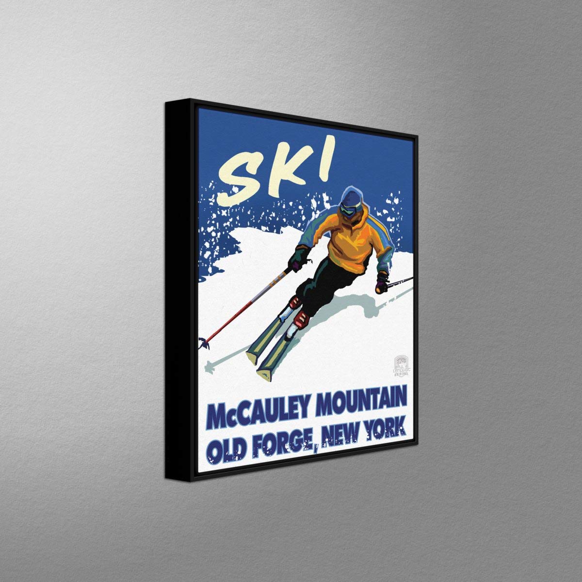 Old Forge New York McCaley Mountain Downhill Framed Canvas Wall Art - 18