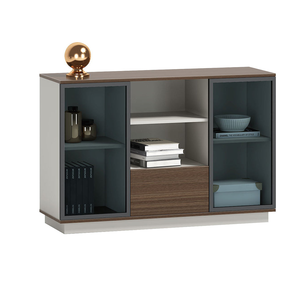 ANDERS 120cm Credenza Cabinet - Modern Storage Solution in Hazelnut & Beige | Perfect for Living Room, Bedroom, or Office Organization