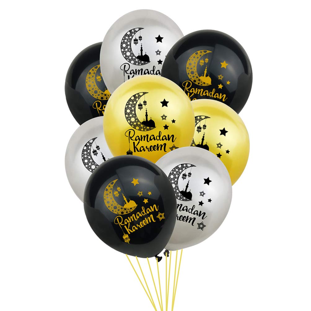 PRETYZOOM 30pcs Ramadan Mubarak Party Decorations - Eid Mubarak Latex Balloons 12 Inch - Islamic Festival Supplies for Home, Mosque & Community Celebrations