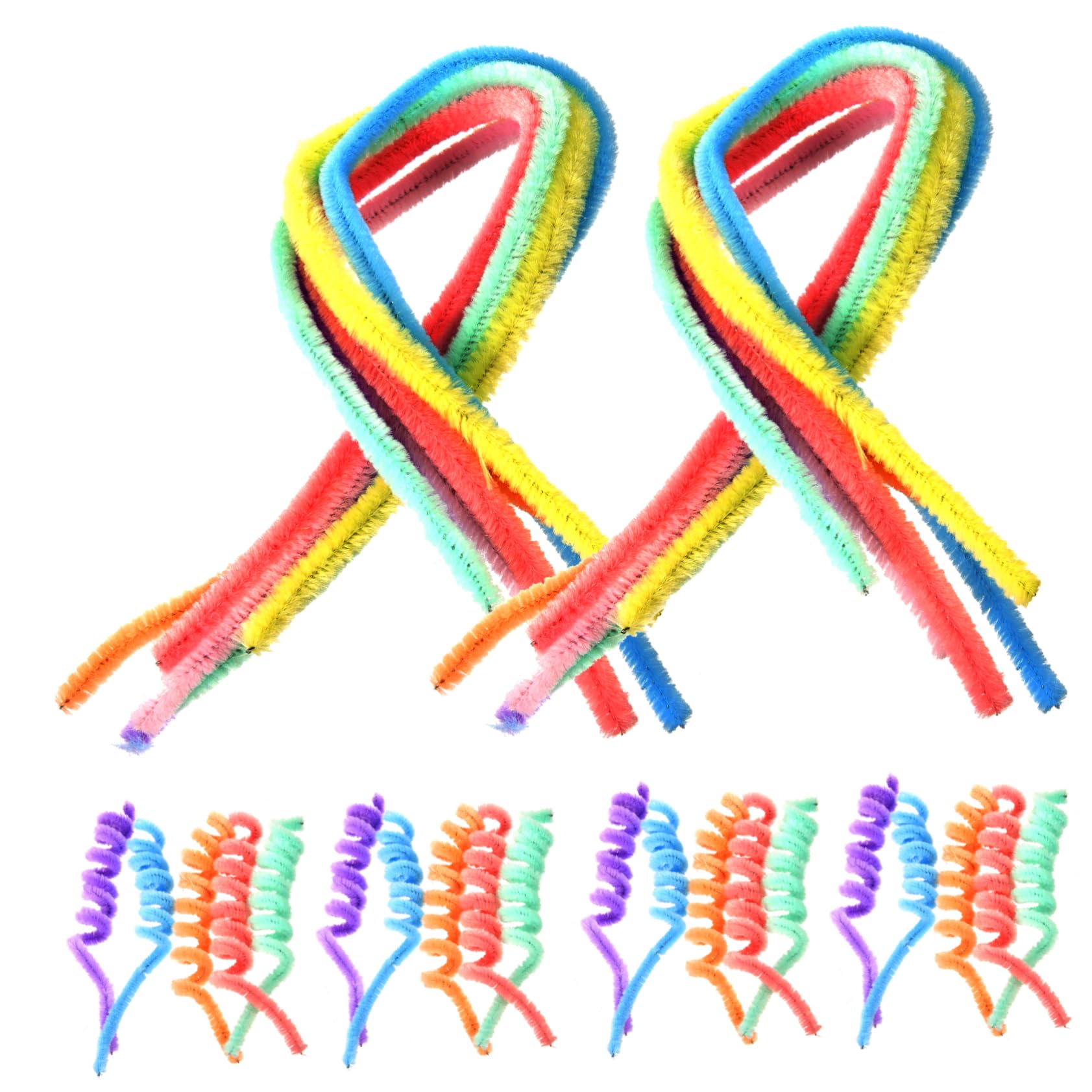 VILLFUL 100pcs Soft Plush Pipe Cleaner Toys for Kids - Bendable Polyester Craft Supplies, DIY Hand Decor, Classroom Activities & Party Favors