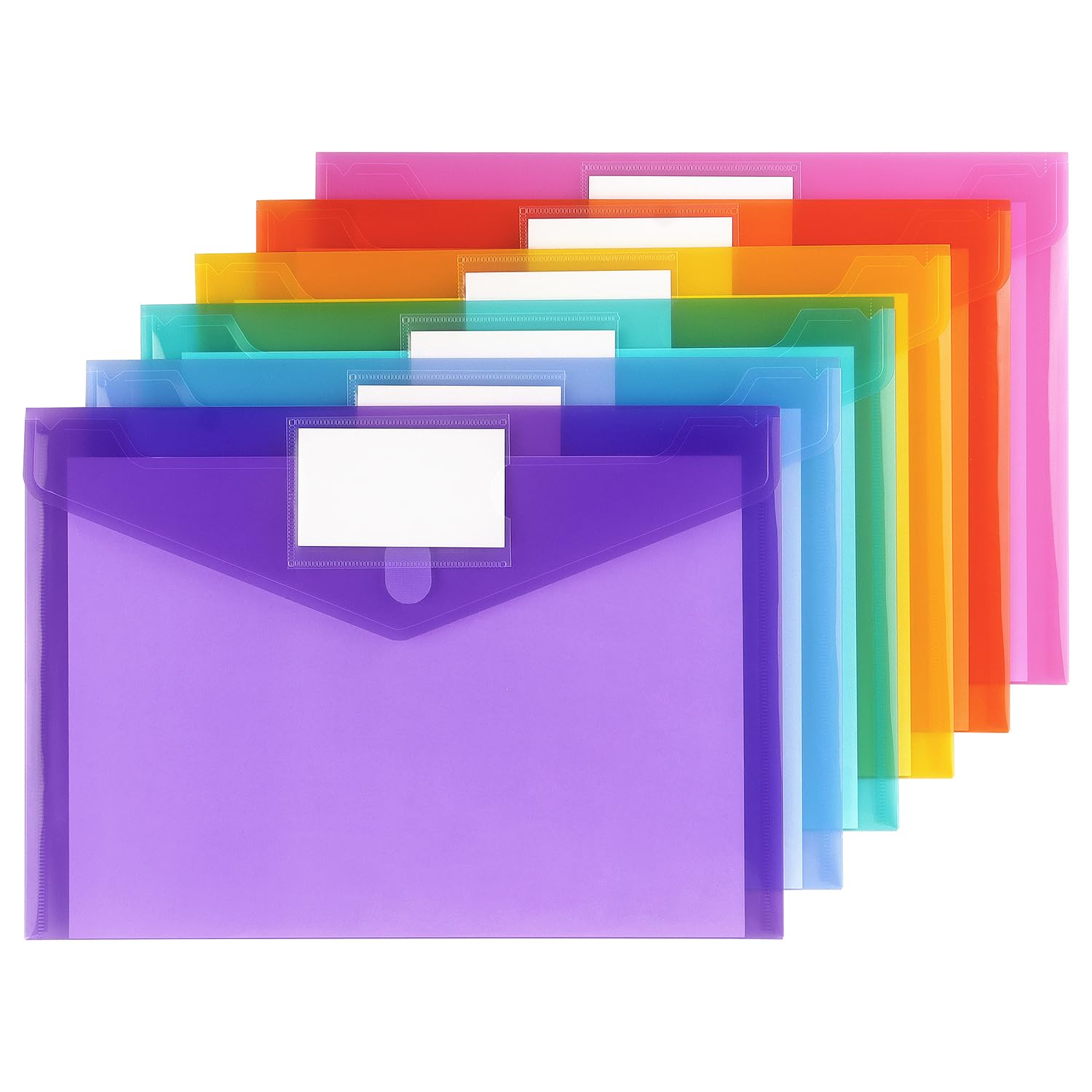 6 Pack Tamaki Plastic Envelopes - Clear Poly Envelope Folders with Hook & Loop Closure for Documents, Letter/A4 Size - Perfect for School, Office & Home Organization (File Storage, Mailing, Paperwork)