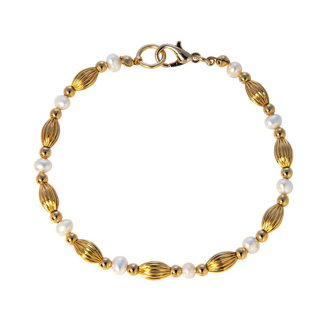 Charleston Rice Bead & Freshwater Pearl Bracelet for Women - Elegant Handmade Jewelry Gift for Wedding, Party & Special Occasions