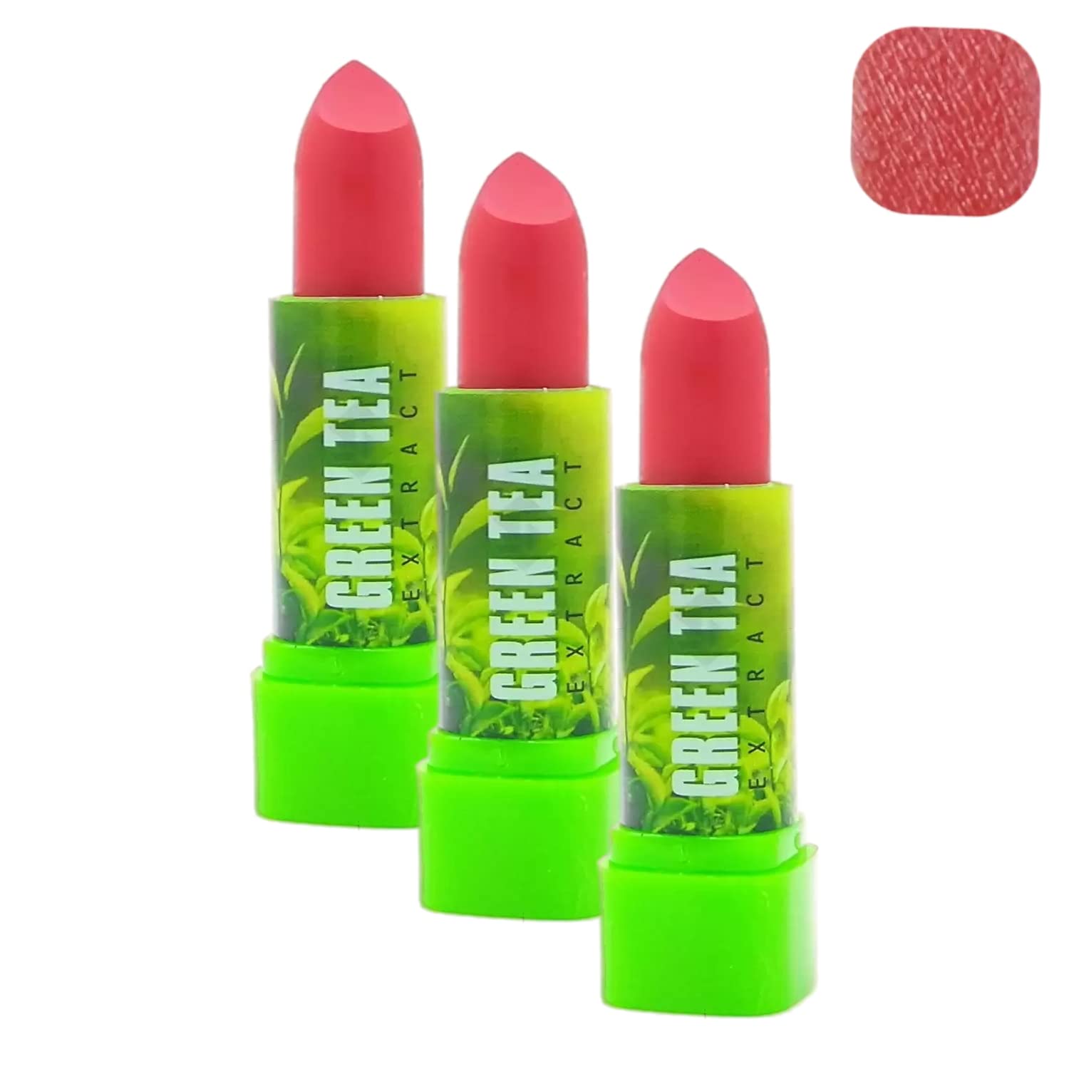 3 Pack Green Tea Extract Matte Lipstick - Natural Color Changing Creme Lipstick, 3.5g Each (Multicolor) | Vegan, Cruelty-Free Makeup for Everyday Wear & Special Occasions