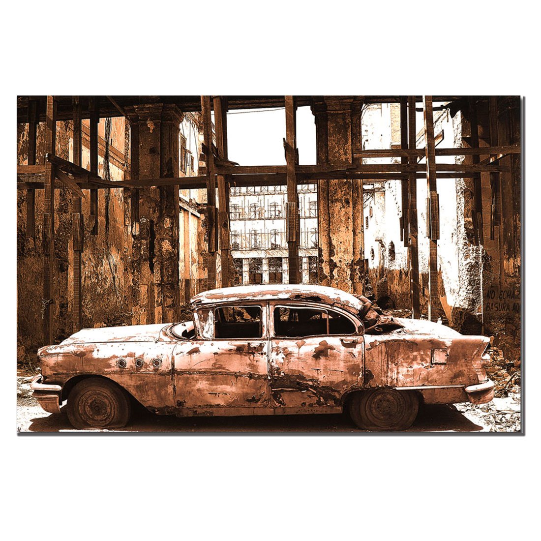 Vintage Trademark Art Old Times Canvas Wall Decor - 16x24 Inch Framed Print for Living Room, Bedroom & Office | Home & Office Decor
