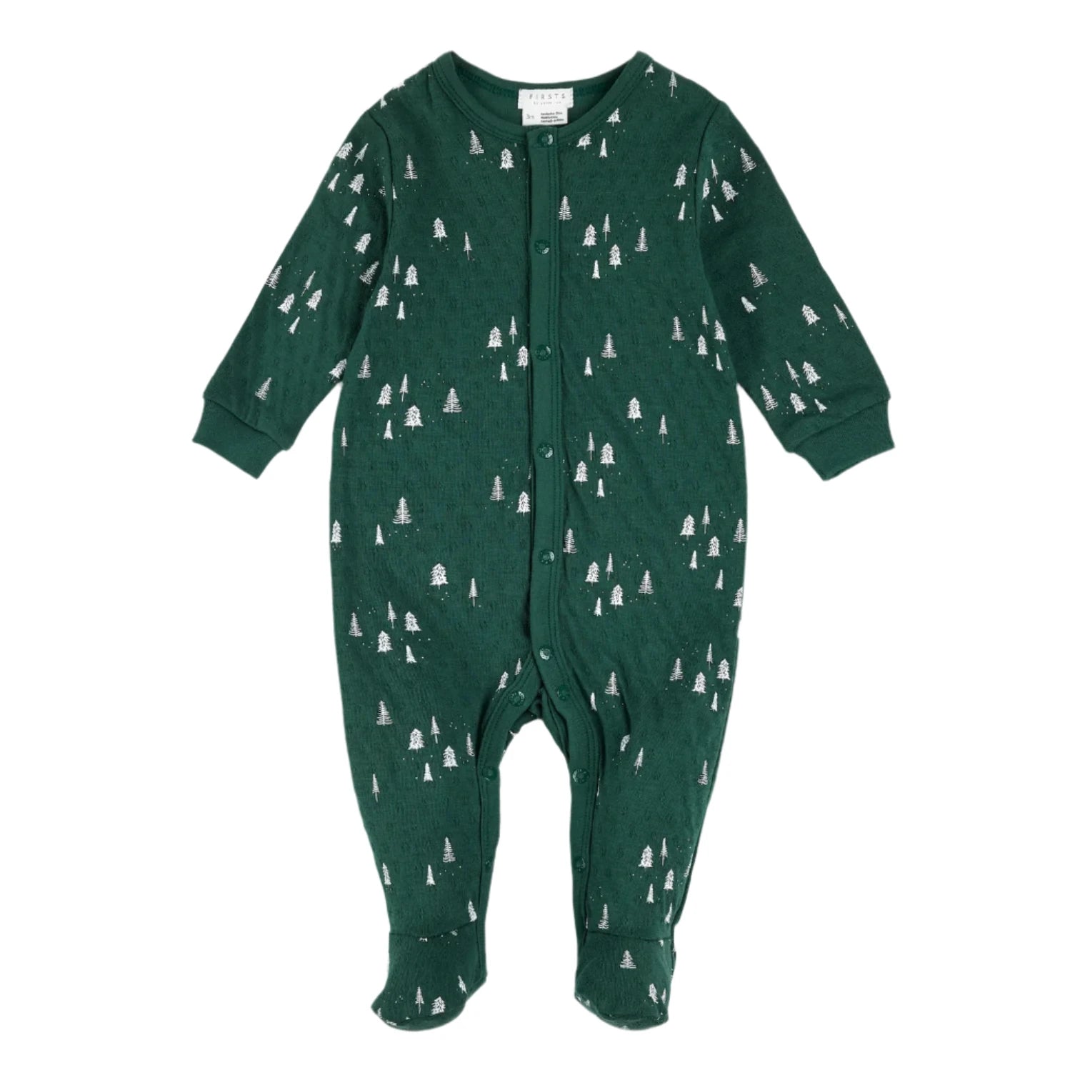 Alpine Trees Pointelle Baby Sleeper - Soft Organic Cotton Sleepsuit for Newborns & Infants - Cozy & Breathable for Nighttime & Nap Time Comfort