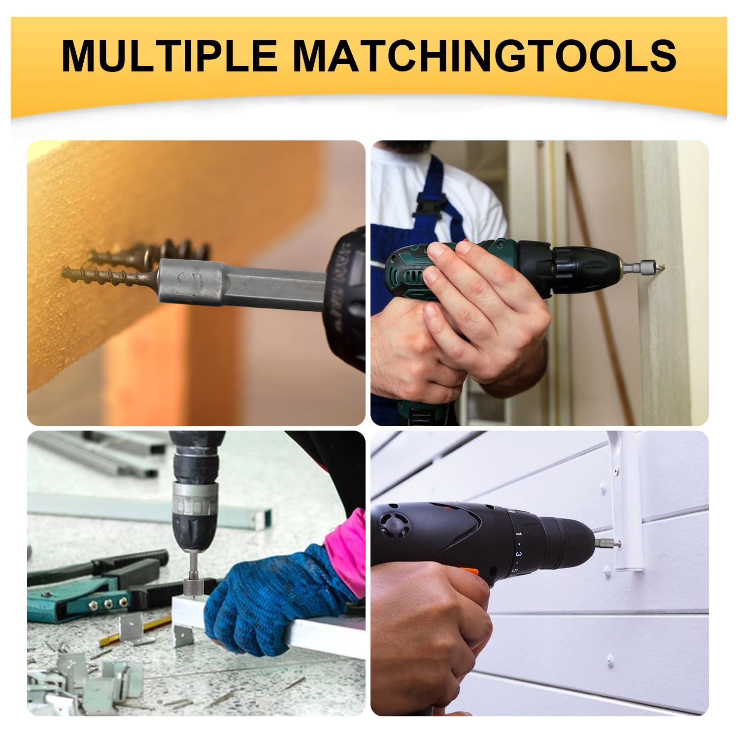 Rongon 14-Piece Power Nut Driver Drill Bit Set - 1/4 Inch Hex Steel Metric Socket Wrench Screw Bits with Quick Change Chuck Adapter - Perfect for Electric Hand Drills & Screwdrivers - Ideal for DIY Projects, Home Repairs, and Professional Construction Work