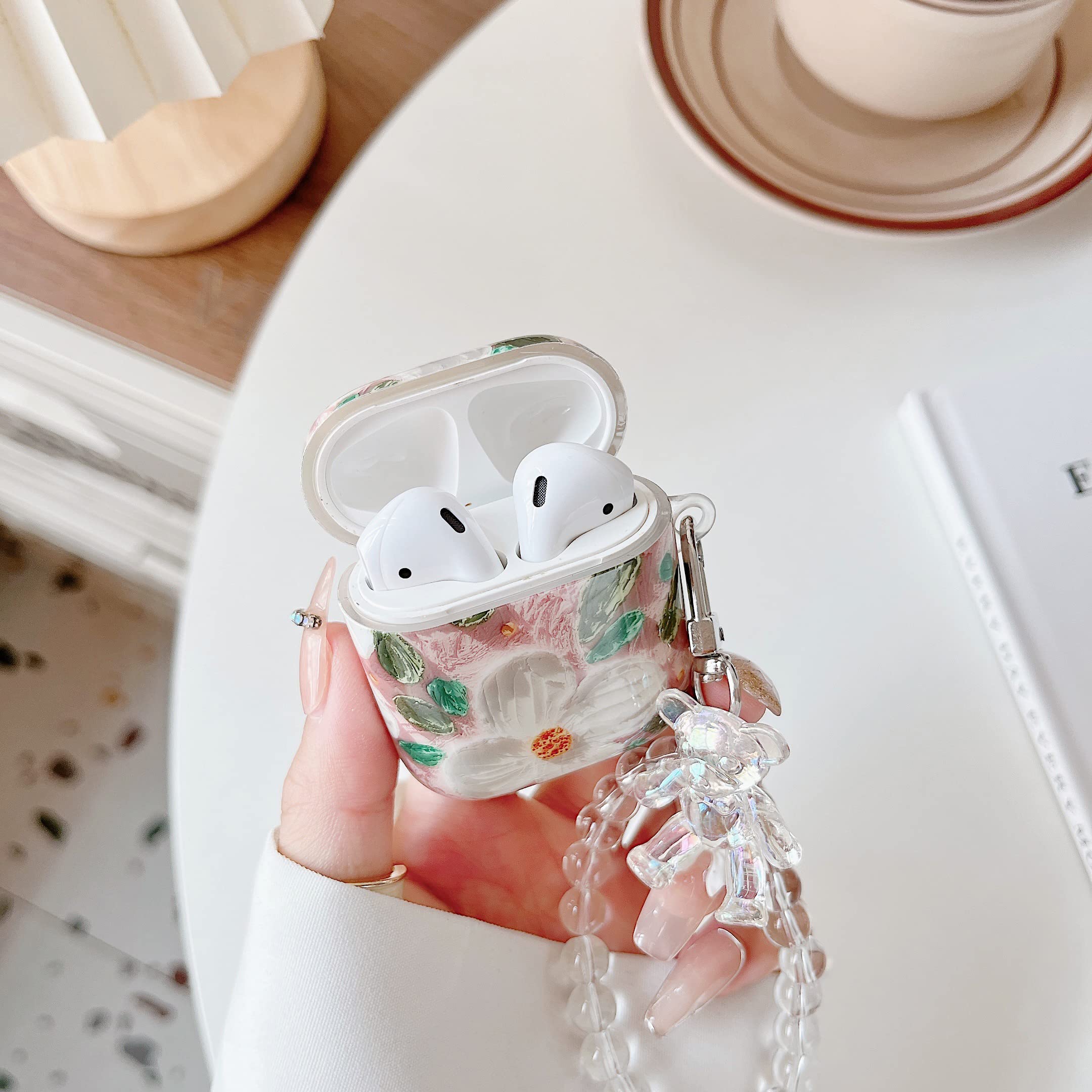 Colorful Floral AirPods Pro Case with Pendant - Stylish Protective Cover for AirPods Pro 1/2/3 (Wireless Charging Compatible) - Perfect Gift for Women, Men, Teens - Gym, Travel & Everyday Use