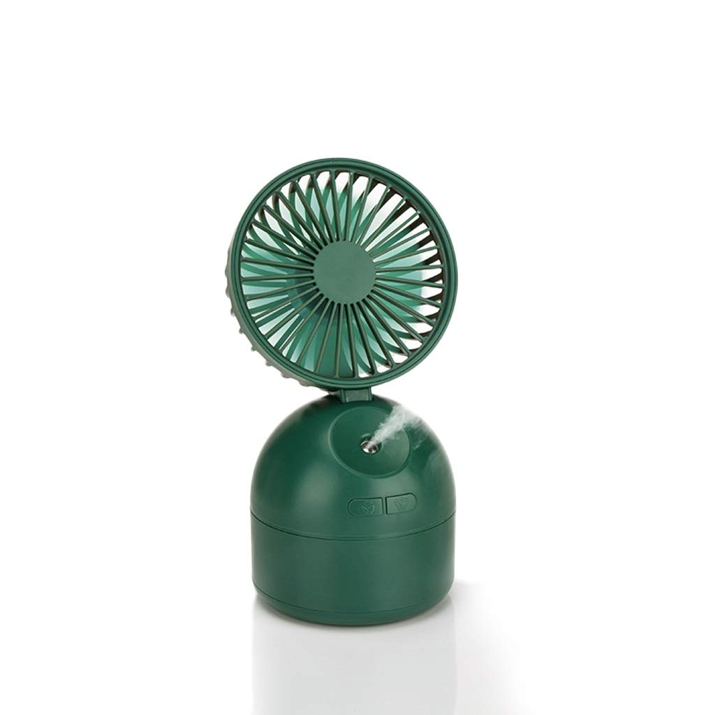 USB Small Desk Fan with Water Mist Function - 45° Adjustable Mini Handheld Fan, Quiet Portable Cooling Fan with 3 Speed Settings for Office, Home & Travel | Perfect for Desks, Nightstands & Outdoor Use (Green)