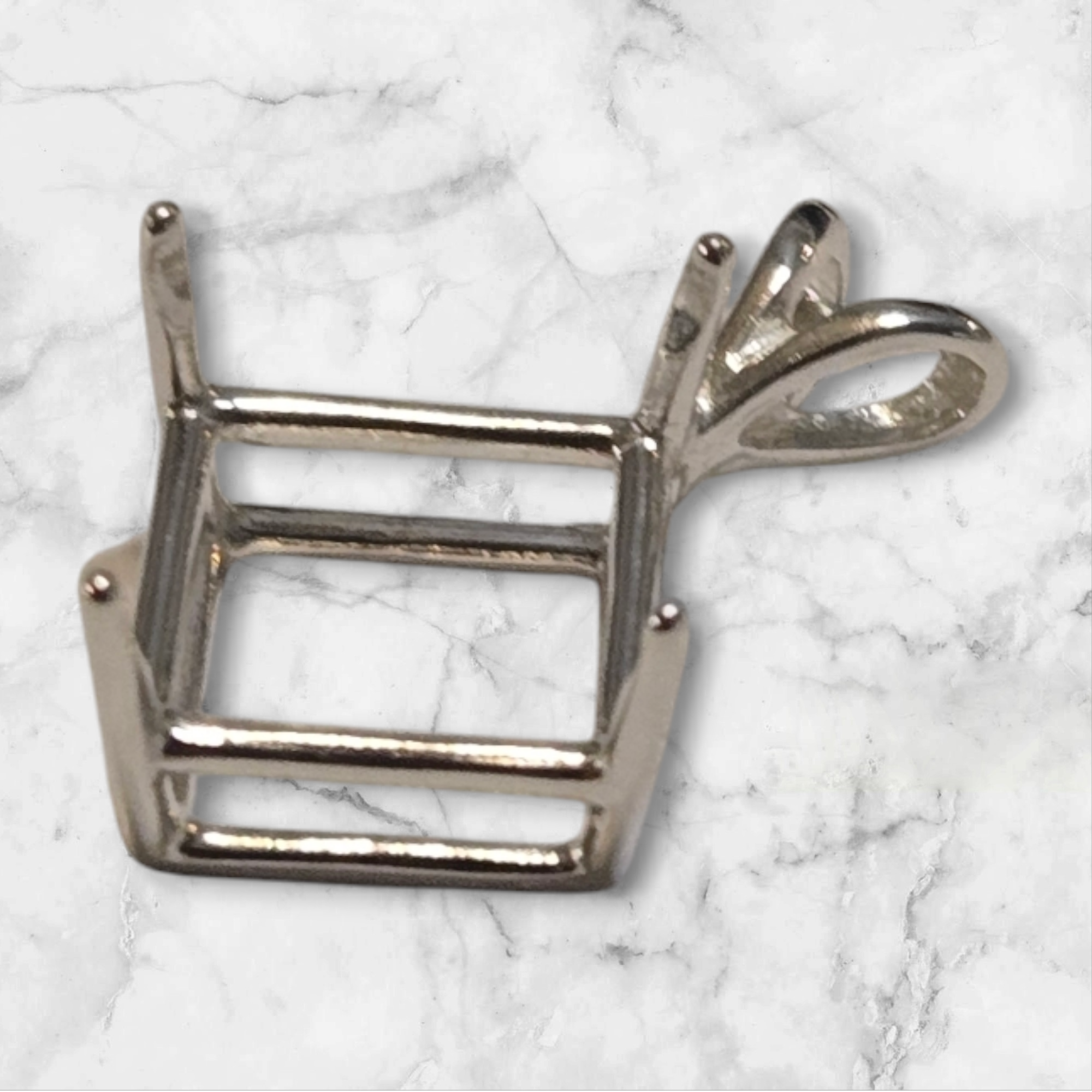 Solid Sterling Silver or 14kt Gold 6mm-11mm Square Princess Cut Pendant Setting | Premium Jewelry Setting for Engagement Rings & Necklaces | Handcrafted in USA