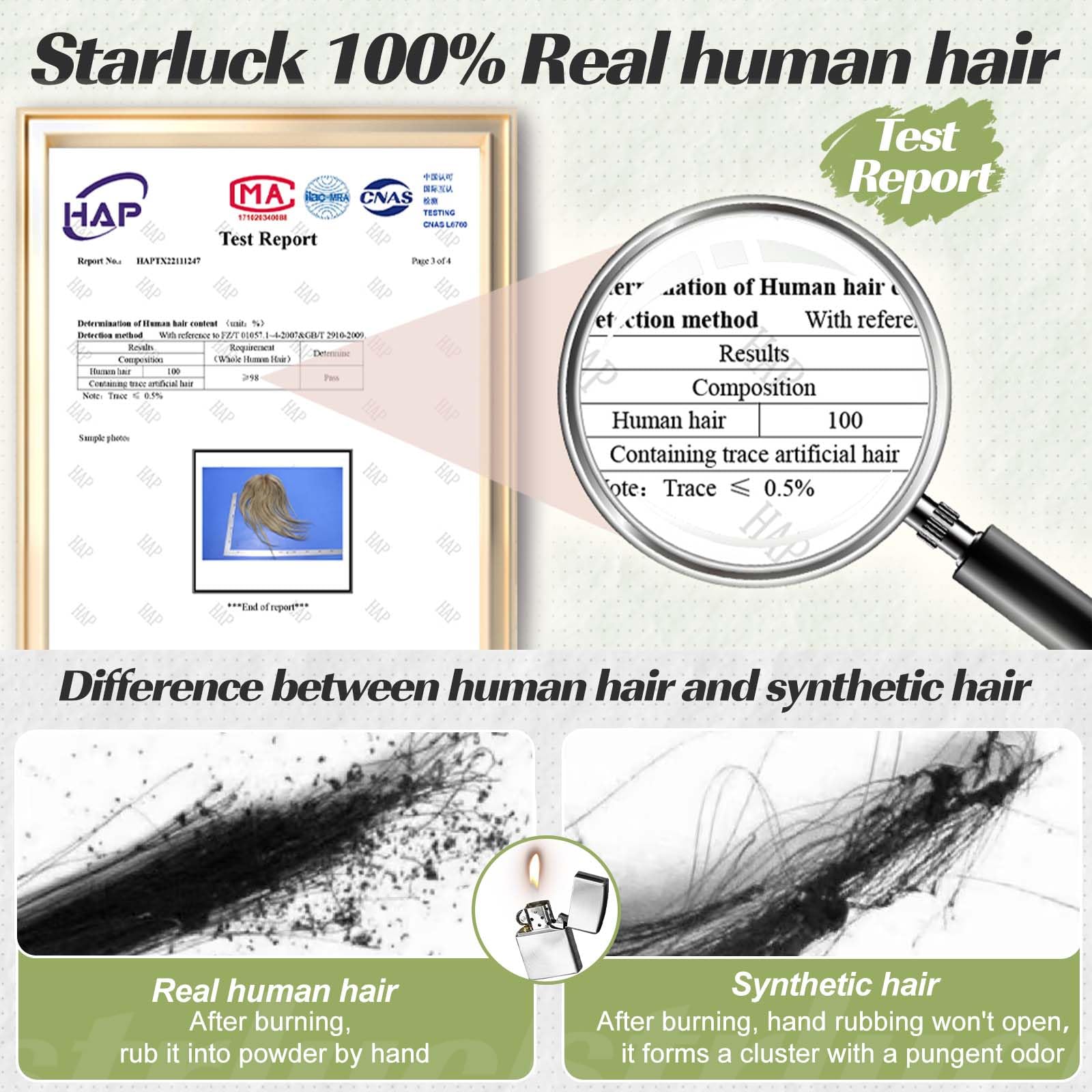 Starluck 14 Inch Real Human Hair Toppers for Women with Bangs - 5