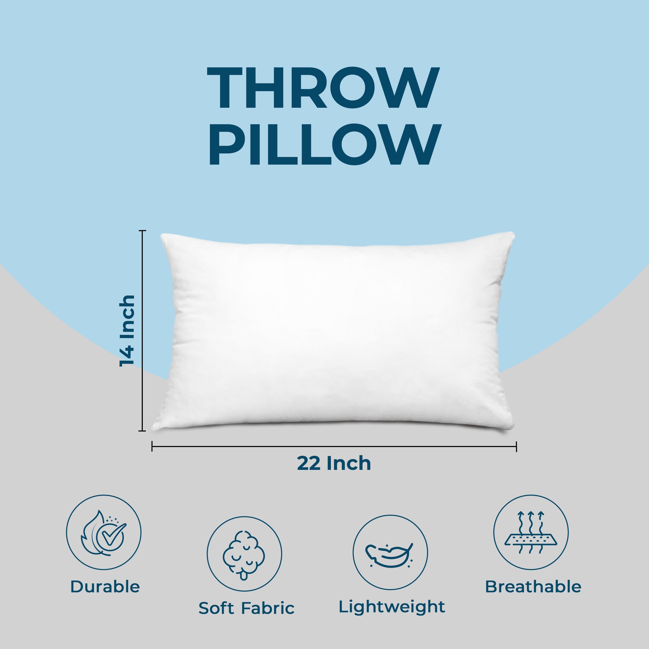 Utopia Bedding 14x22 Inch Throw Pillows (Set of 4, White) - Soft Decorative Couch Pillows for Sofa, Bed & Living Room - Perfect for Home Decor, Cozy Comfort and Accent Styling
