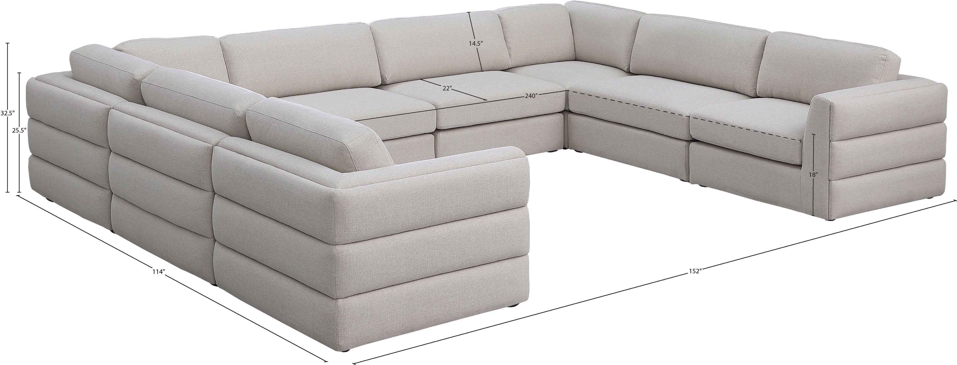 Beckham Durable Linen Textured Fabric Modular Sectional Sofa - Modern Living Room Furniture for Small Spaces & Apartments