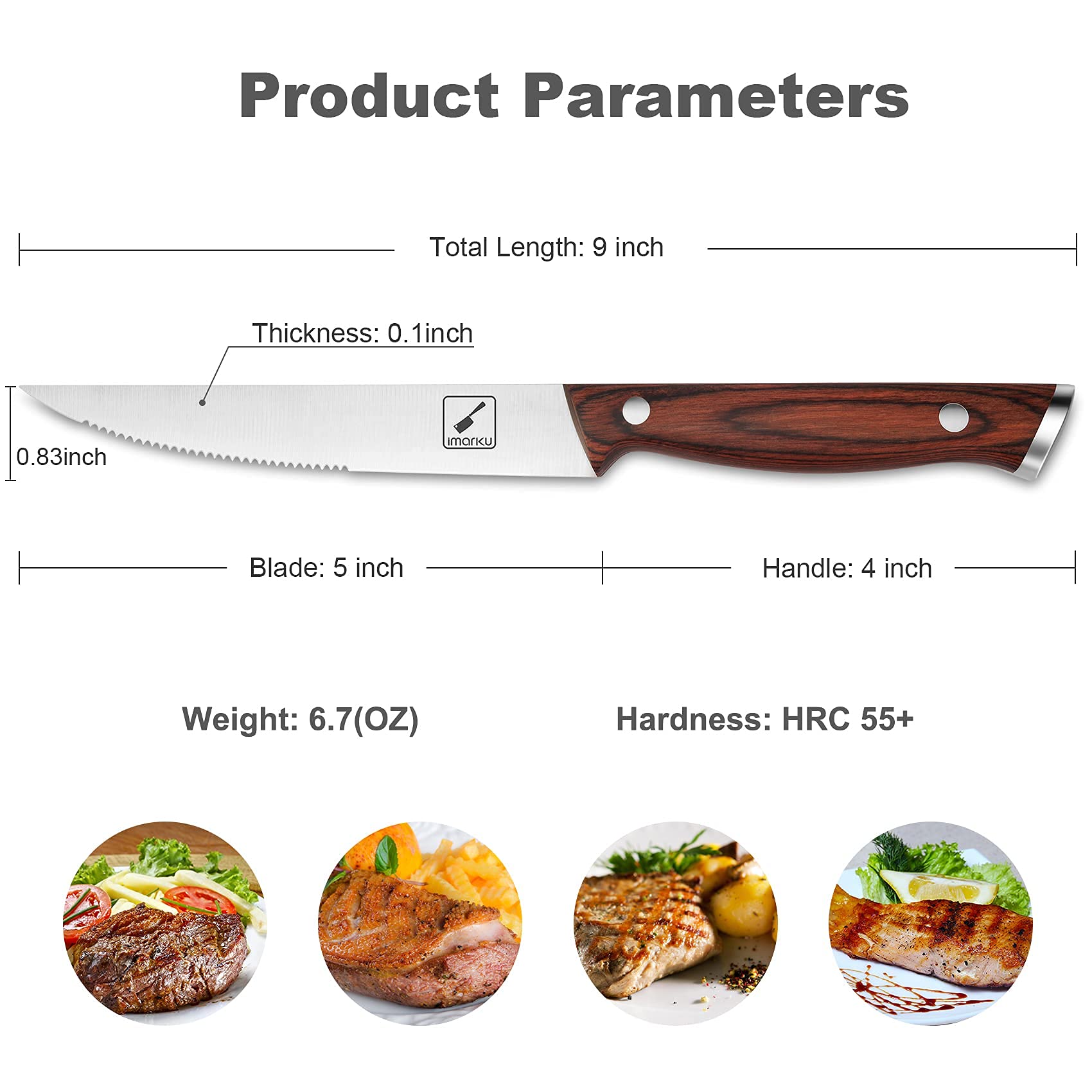Imarku 8-Inch Japanese Chef Knife & Steak Knives Set of 6 - Ultra Sharp Kitchen Knives with Ergonomic Handle & Gift Box - Perfect for Sushi, Meat Cutting, and Professional Cooking