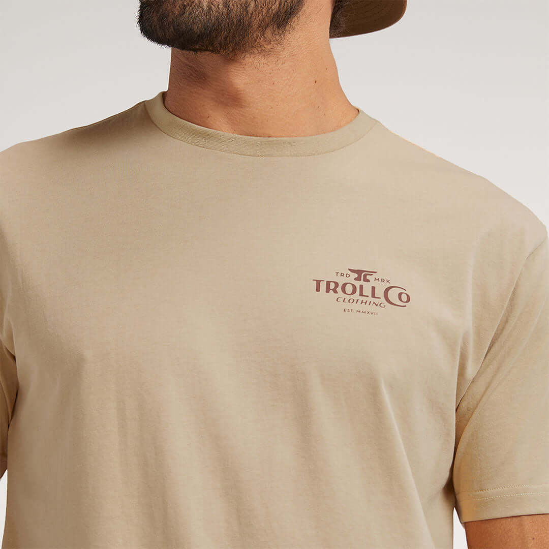 Men's SBC Banner Graphic T-Shirt in Tan - Casual Cotton Tee for Everyday Wear, Street Style & Outings