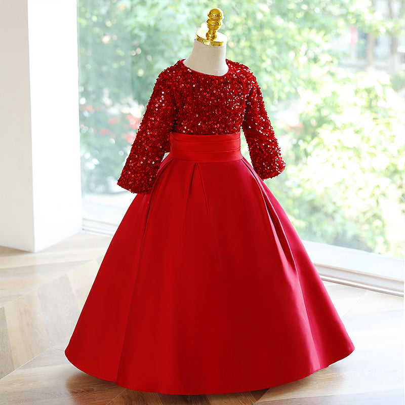 Sparkly Red Princess Dress for Girls - Elegant Sequin Party Gown for Birthday, Pageant & Special Occasions