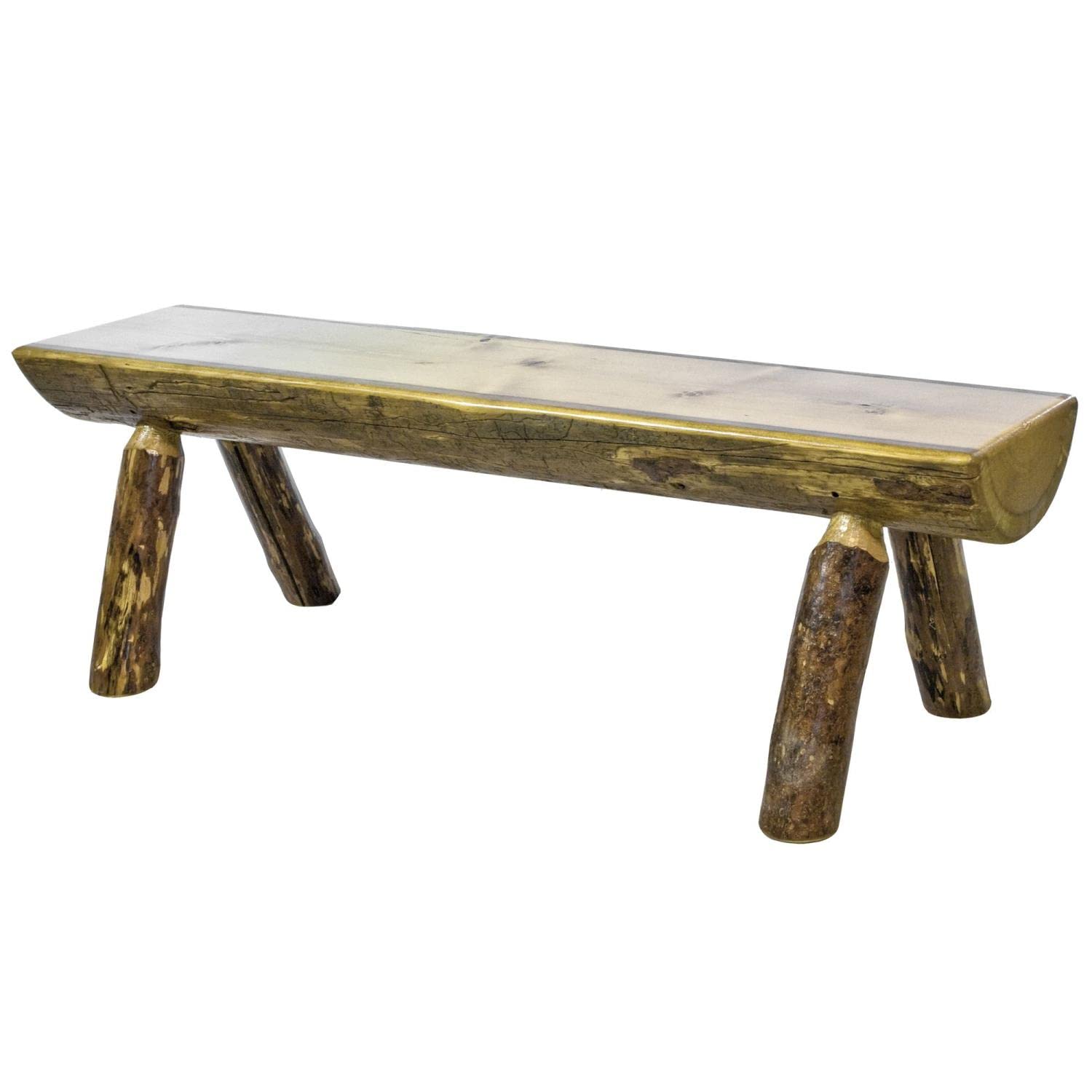 6 Foot Rustic Log Bench - Handcrafted Solid Wood Outdoor Furniture for Patio, Garden, and Cabin Decor