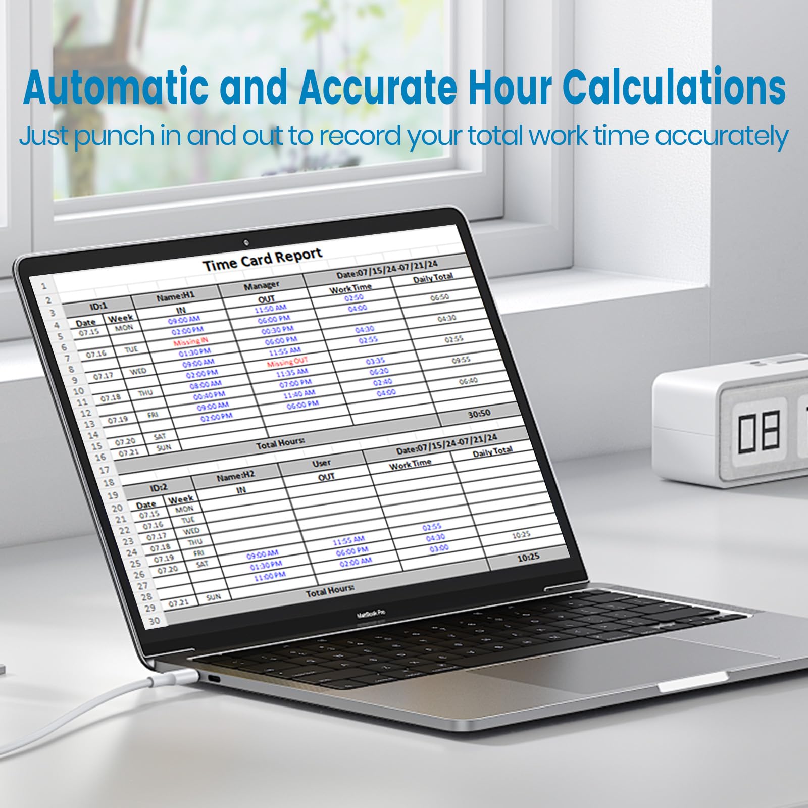 Standalone Biometric Time Clock with Fingerprint, RFID & PIN - 15 RFID Cards Included | No Monthly Fees | Ideal for Small Business, Office & Retail Employee Attendance Tracking