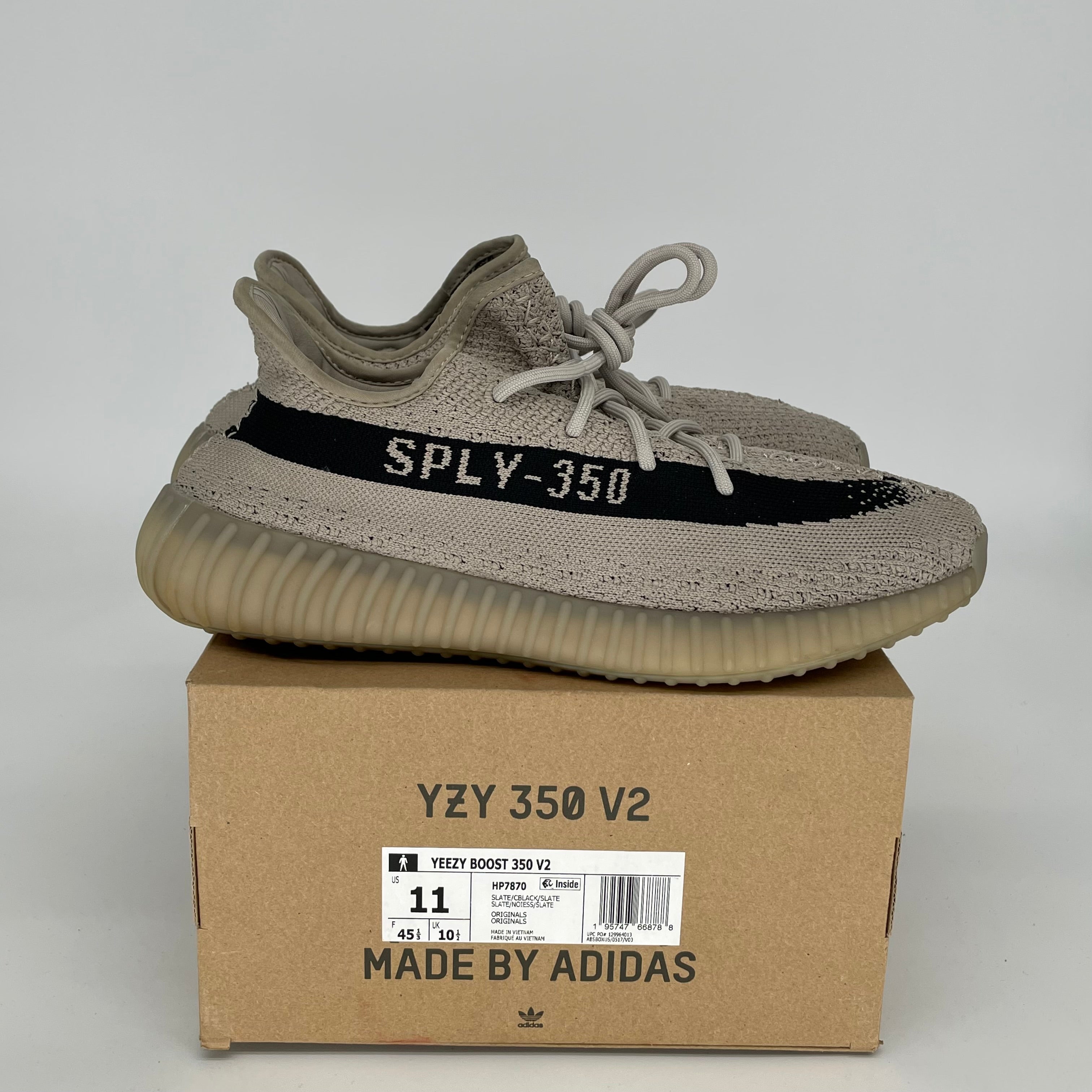Adidas Yeezy 350 V2 Slate Sneakers - Men's Size 11 (HP7870) | Boost Comfort for Running, Gym & Casual Wear