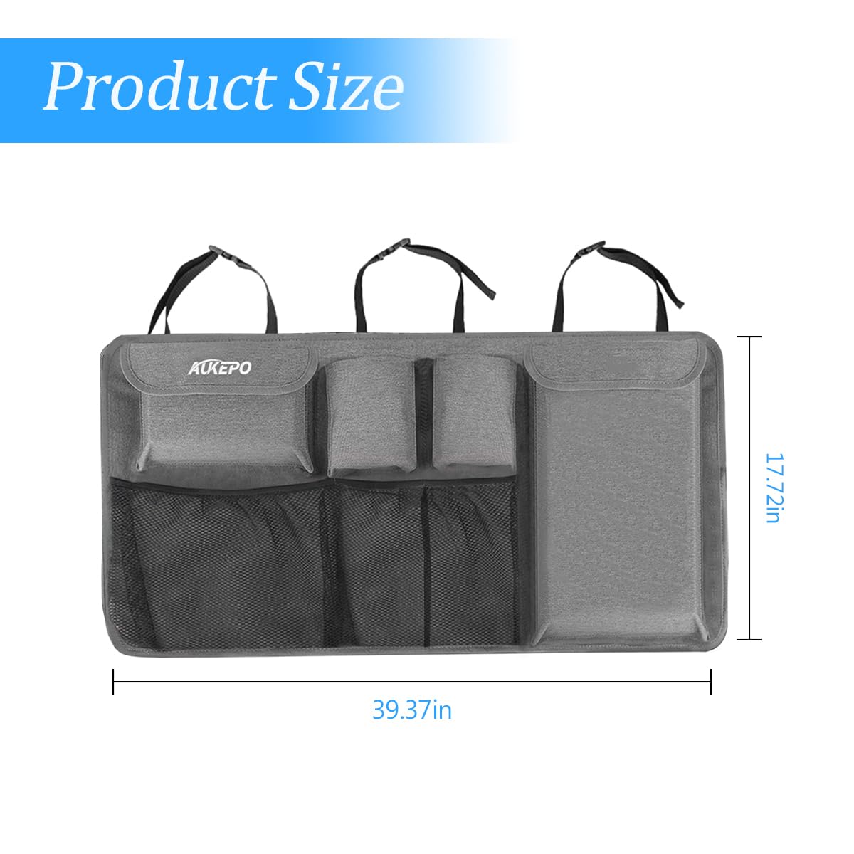 Large Capacity Car Trunk Organizer - Gray Universal Storage Solution for Cars, SUVs & Minivans | Perfect for Travel, Groceries & Road Trips