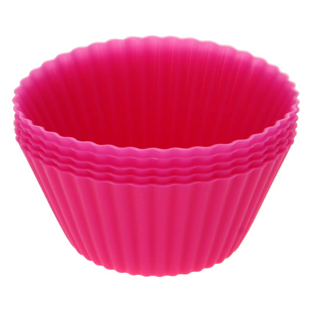Utoolmart Reusable Silicone Baking Cups - 5-Piece Non-Stick Rose Red Cupcake Molds for Baking, Party, Halloween & Christmas | Perfect for Muffins, Cupcakes & Dessert Presentation