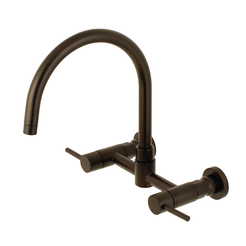 Kingston Brass Concord 8 Inch Centerset Wall Mount Kitchen Faucet - Modern Stainless Steel Sink Faucet for Home & Commercial Use | Perfect for Kitchens, Bars, and Restaurants