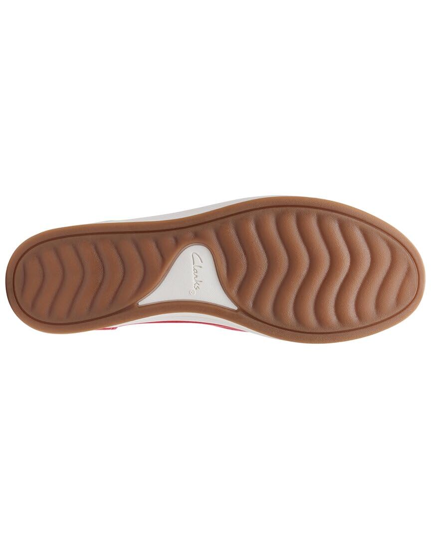 Clarks Women's Comfortable Red Leather Loafers Size 6 M - Perfect for Office, Casual Wear & Travel