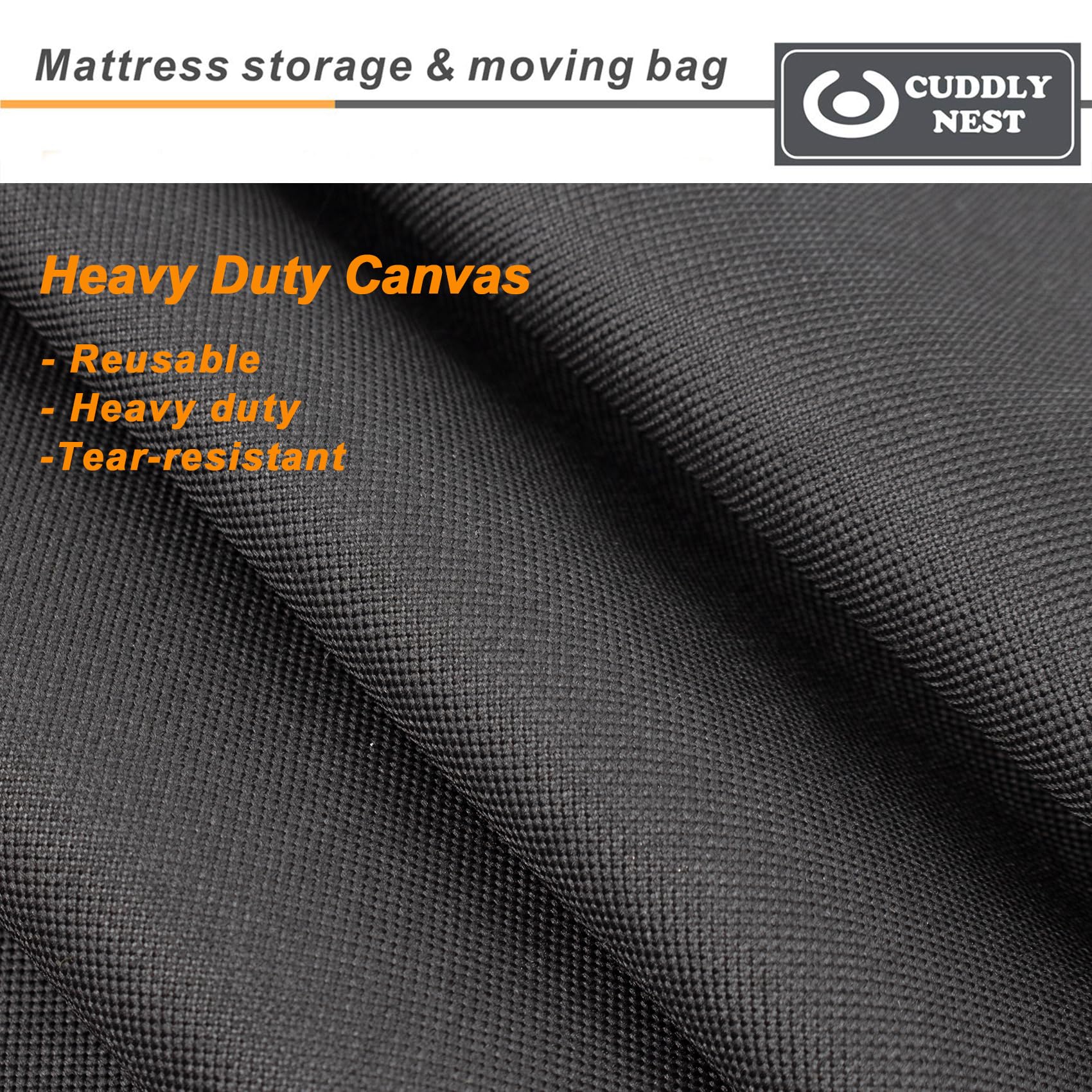Waterproof Queen Size Mattress Storage Bag with Zipper & Straps - Heavy Duty Reusable Moving & Storage Cover for Mattress Protection (Black) - Perfect for Home Organization, College Dorm Moves, and Long-Term Storage