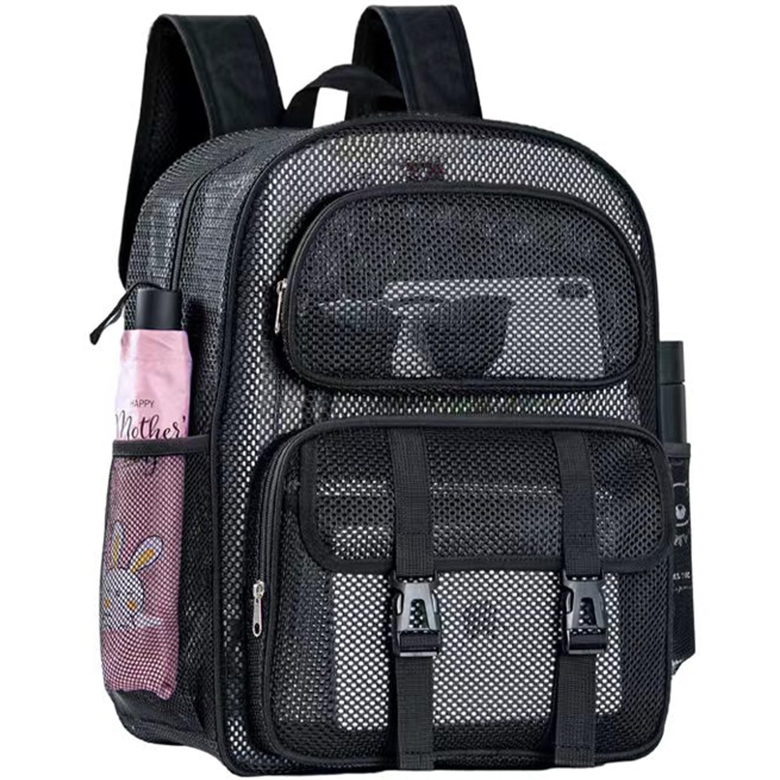 Mesh Backpack for School, Heavy Duty Clear Transparent Backpack for Women & Men - Durable Student Backpack for Travel, Gym & Outdoor Activities (3 Sizes Available)