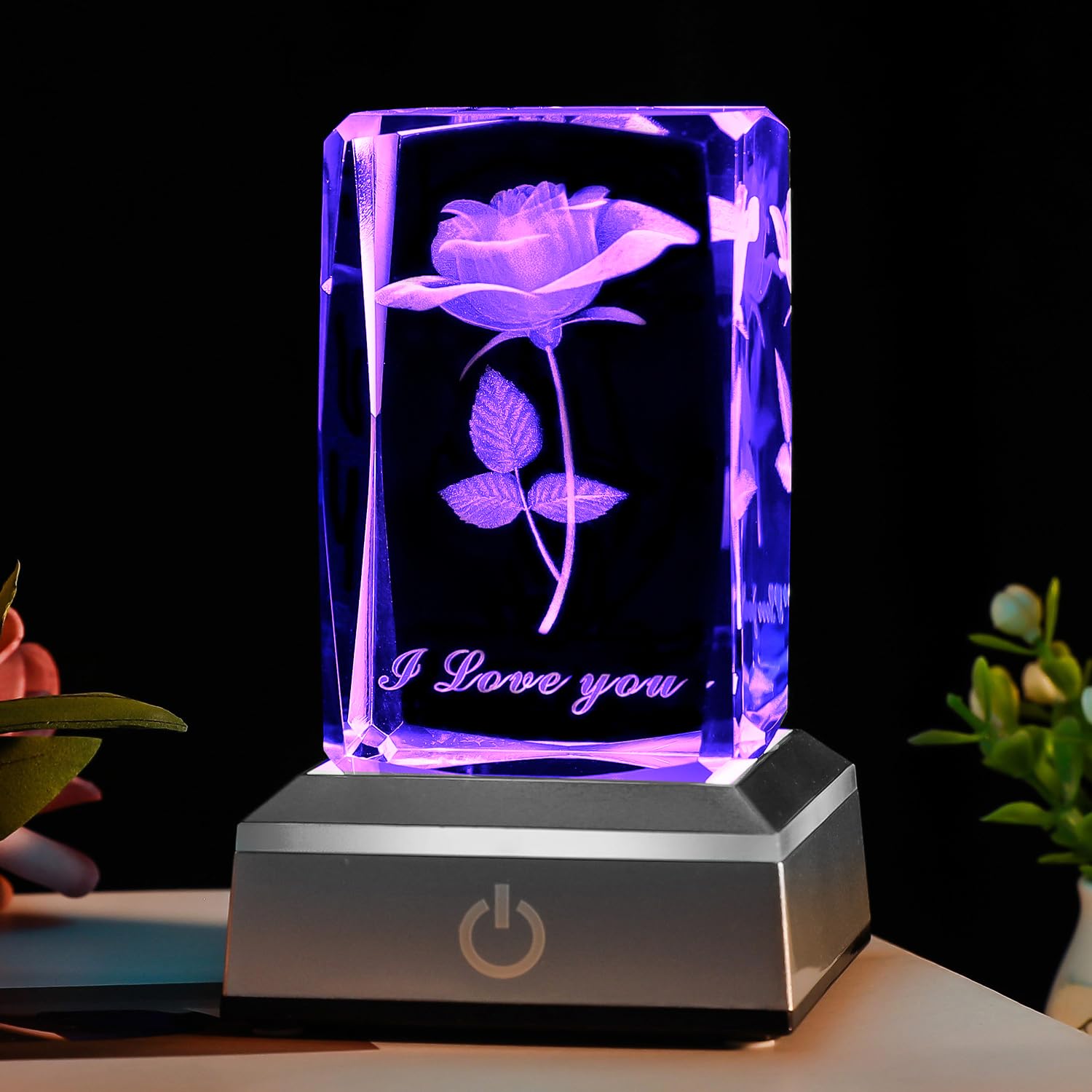 3D Rose Crystal LED Color Changing Lamp - Romantic Gift for Mother's Day, Birthday, Anniversary, Valentine's Day | Perfect for Bedroom Decor, Night Light, Home Decoration, Wedding Present for Wife, Girlfriend, Mom