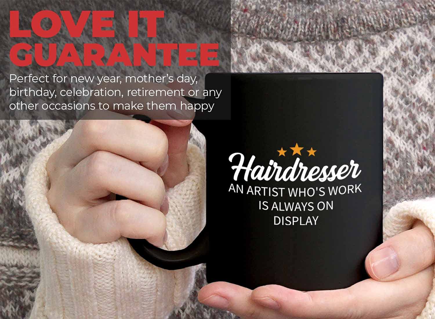 Bubble Hugs Barber Coffee Mug 11 oz Black - Perfect Gift for Hairdressers, Stylists & Beauty Professionals - Great for Coffee Breaks at Hair Salons & Barber Shops