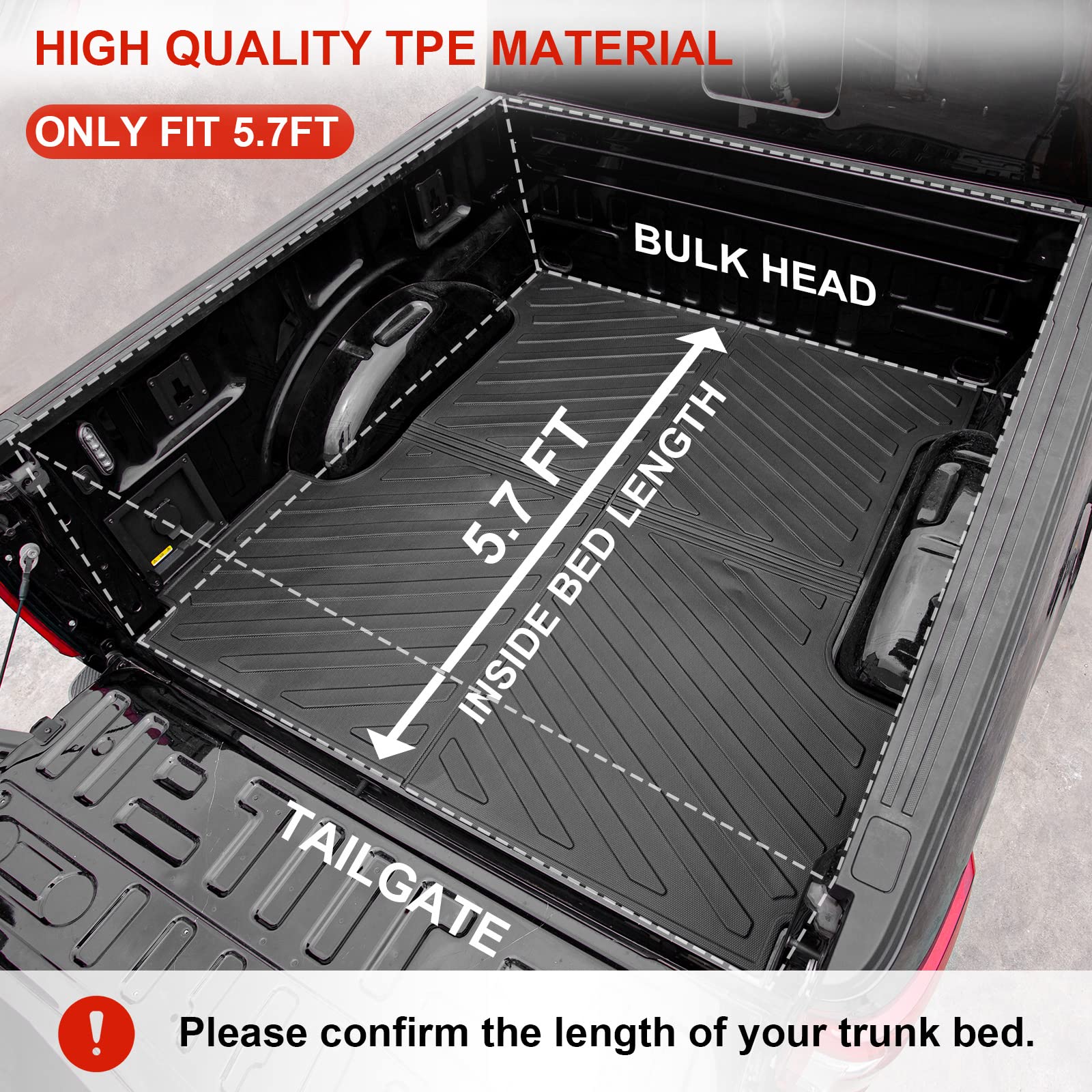 All-Weather Bed Mat for 2019-2024 Dodge Ram 1500 (5.7ft Short Bed) - Heavy Duty Truck Bed Liner Protector | Perfect for Hauling, Camping & Work Site Use