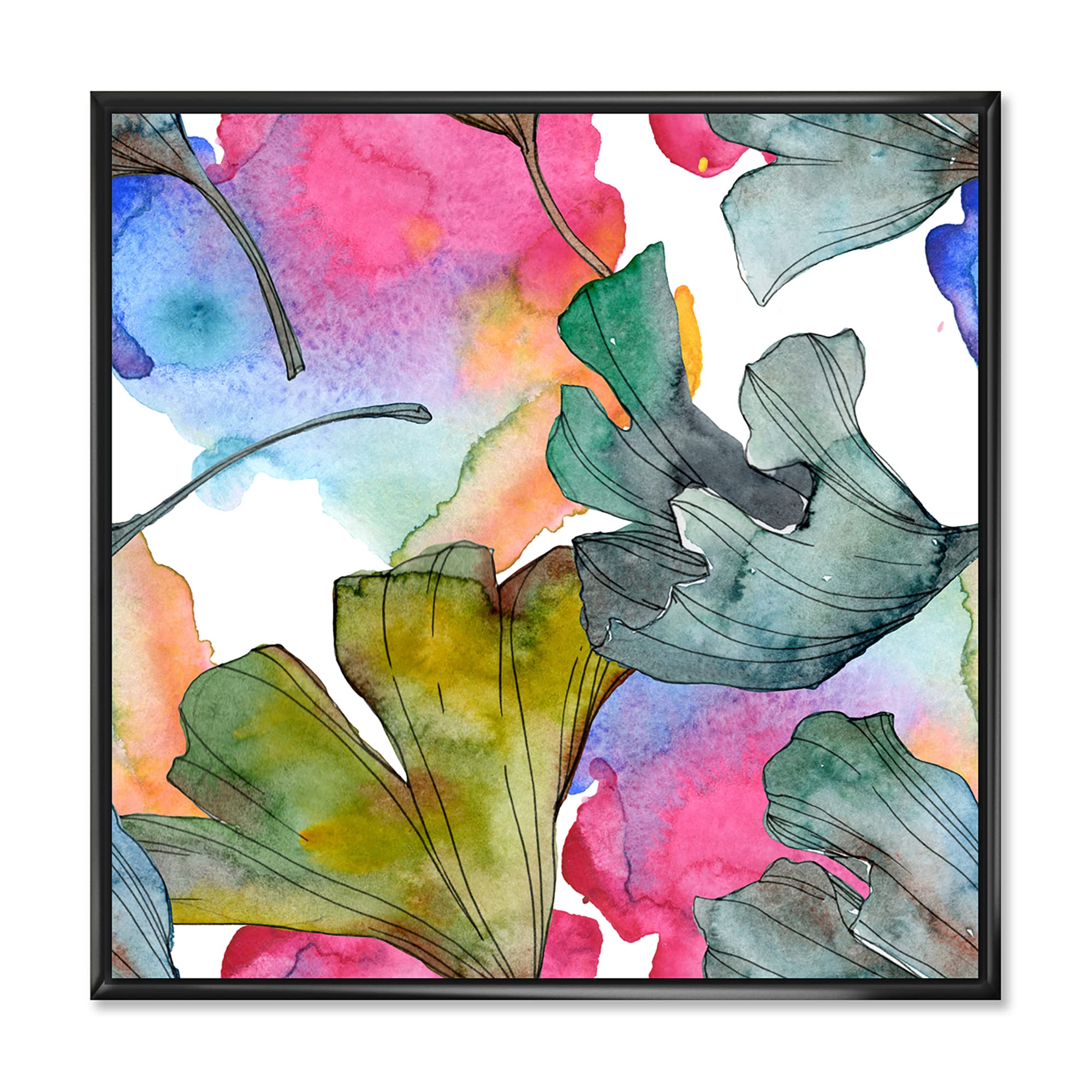 Ginkgo Biloba Leaf Canvas Wall Art - Traditional Framed Nature Print for Living Room, Bedroom & Office Decor | Botanical Home Décor